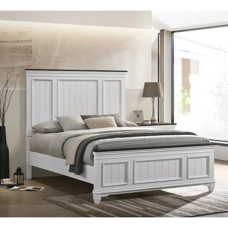 Ensemble de chambre à coucher en bois Clelane de Roundhill Furniture comprenant un lit, une commode, un miroir et deux tables de chevet