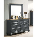 Ensemble de chambre à coucher en bois Clelane de Roundhill Furniture comprenant un lit, une commode, un miroir et deux tables de chevet