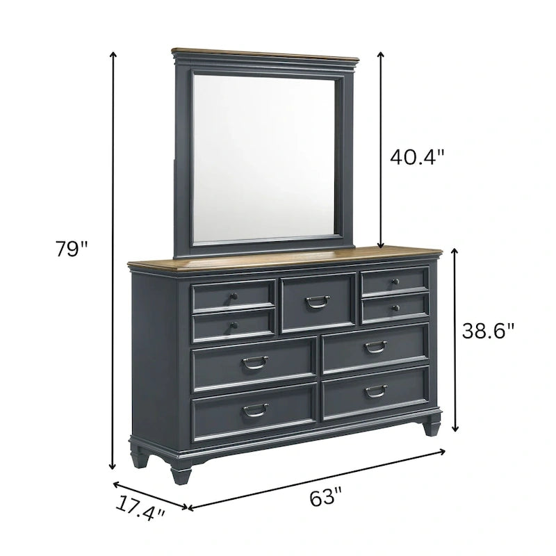 Ensemble de chambre à coucher en bois Clelane de Roundhill Furniture comprenant un lit, une commode, un miroir et deux tables de chevet