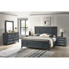 Ensemble de chambre à coucher en bois Clelane de Roundhill Furniture comprenant un lit, une commode, un miroir et deux tables de chevet