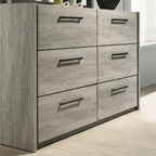 Lit mural LED Lenca de Roundhill Furniture avec tables de chevet, commode, miroir et chiffonnier - Gris vieilli
