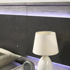 Lit mural LED Lenca de Roundhill Furniture avec tables de chevet, commode, miroir et chiffonnier - Gris vieilli