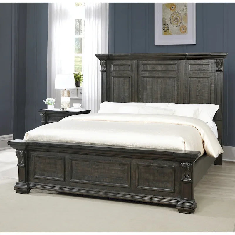 Ensemble de chambre à coucher 4 pièces Roundhill Furniture Farson, finition noyer foncé vieilli