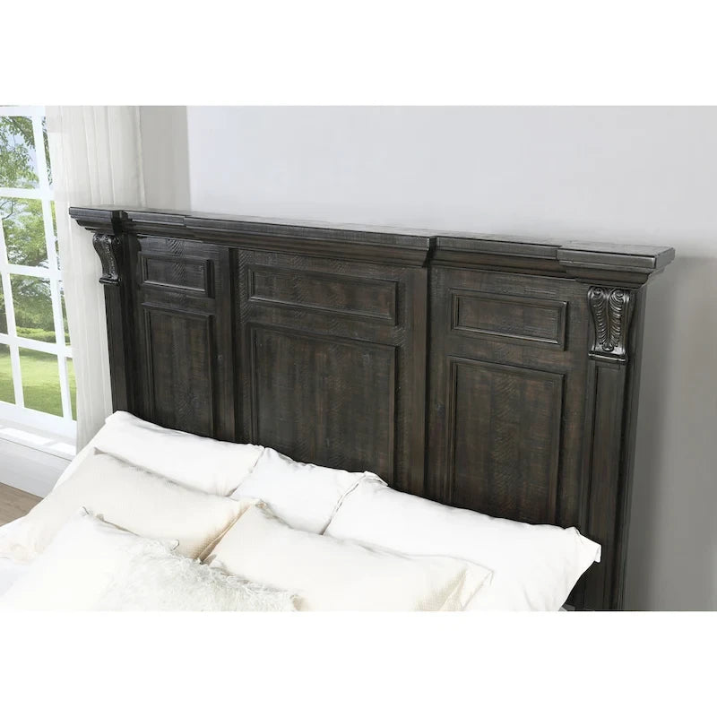 Ensemble de chambre à coucher 4 pièces Roundhill Furniture Farson, finition noyer foncé vieilli