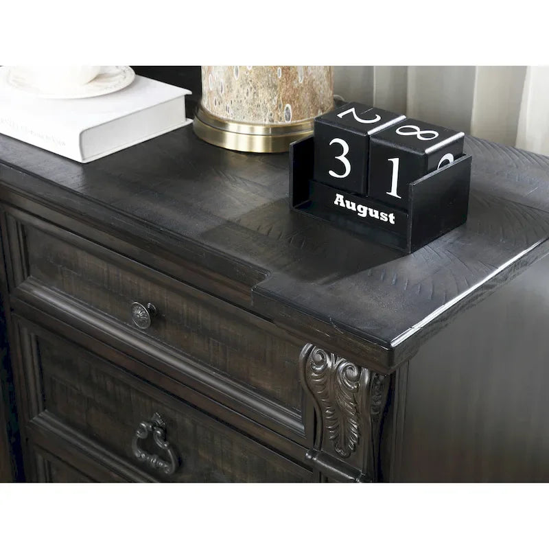 Ensemble de chambre à coucher 4 pièces Roundhill Furniture Farson, finition noyer foncé vieilli