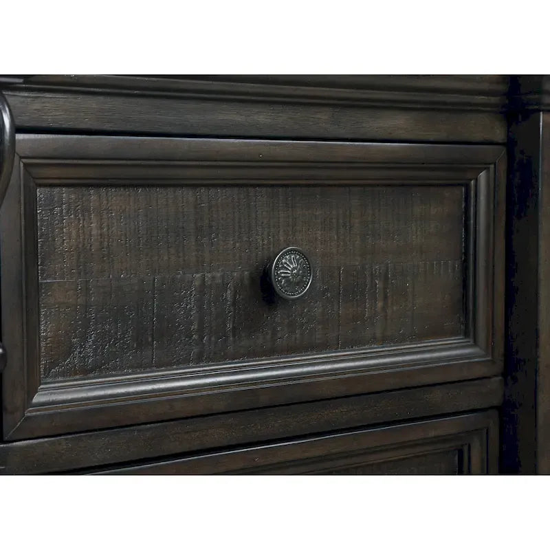Ensemble de chambre à coucher 4 pièces Roundhill Furniture Farson, finition noyer foncé vieilli