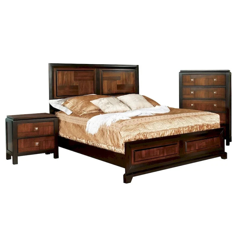Ensemble de chambre à coucher 3 pièces en bois massif noyer rustique Sigh de Furniture of America