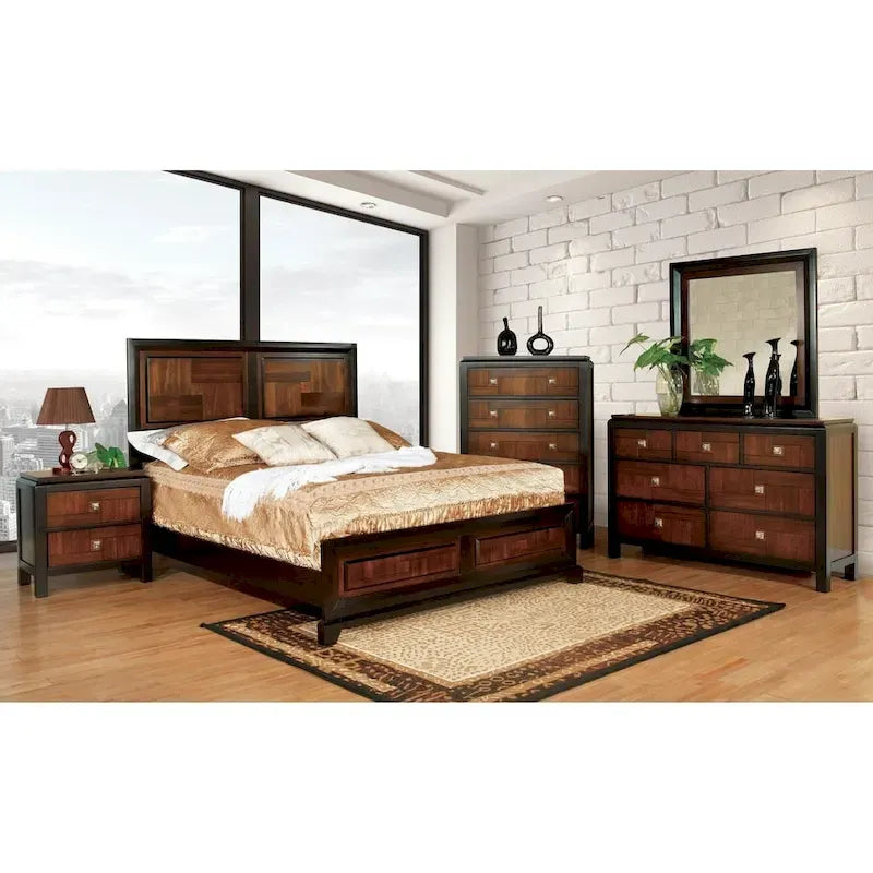 Ensemble de chambre à coucher 3 pièces en bois massif noyer rustique Sigh de Furniture of America
