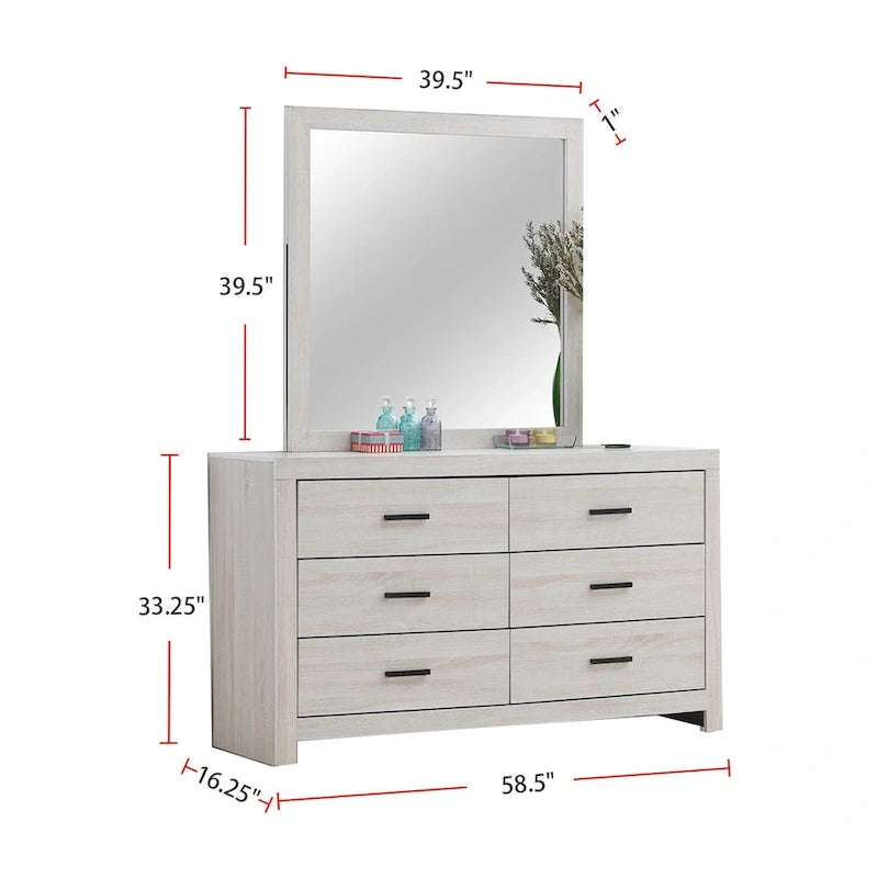 Ensemble de chambre à coucher en bois pour lit queen size, coloris blanc côtier