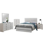 Ensemble de chambre à coucher en bois pour lit queen size, coloris blanc côtier
