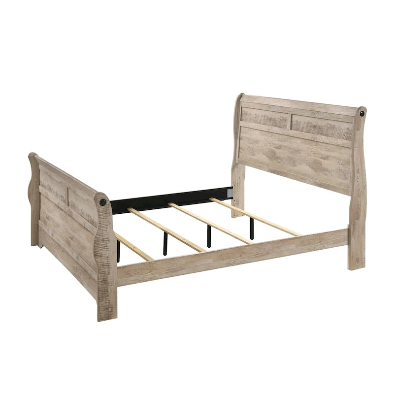 Ensemble de chambre à coucher 3 pièces Roundhill Furniture Imerland, finition blanc délavé, style contemporain