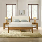 Ensemble de chambre à coucher 3 pièces Roundhill Furniture Vichy, lit plateforme avec deux tables de chevet, Queen