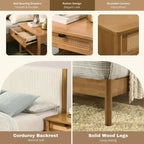 Ensemble de chambre à coucher 3 pièces Roundhill Furniture Vichy, lit plateforme avec deux tables de chevet, Queen