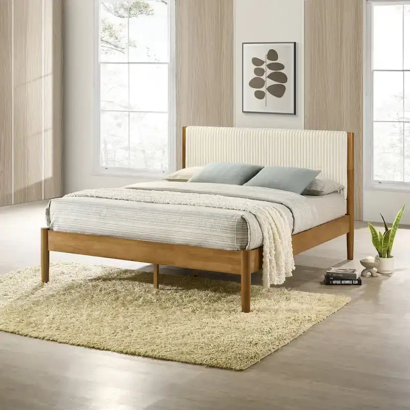 Ensemble de chambre à coucher 3 pièces Roundhill Furniture Vichy, lit plateforme avec deux tables de chevet, Queen