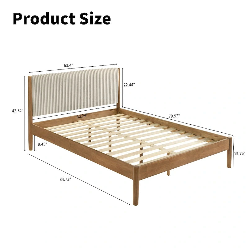 Ensemble de chambre à coucher 3 pièces Roundhill Furniture Vichy, lit plateforme avec deux tables de chevet, Queen