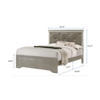 Set camera da letto Sigurd 4 pezzi in similpelle argentata con pannello capitonné