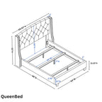Ensemble de chambre à coucher rembourré 3 pièces Fentina de Roundhill Furniture, lit à oreilles capitonné avec deux tables de chevet