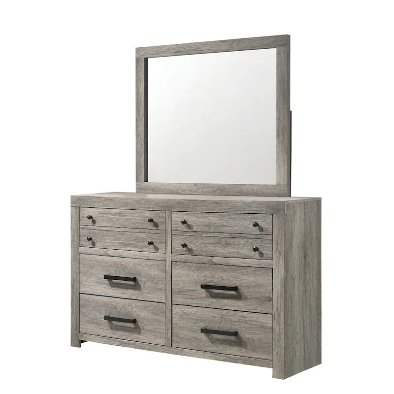 Ensemble de chambre à coucher Perrine gris à plateforme 6 pièces