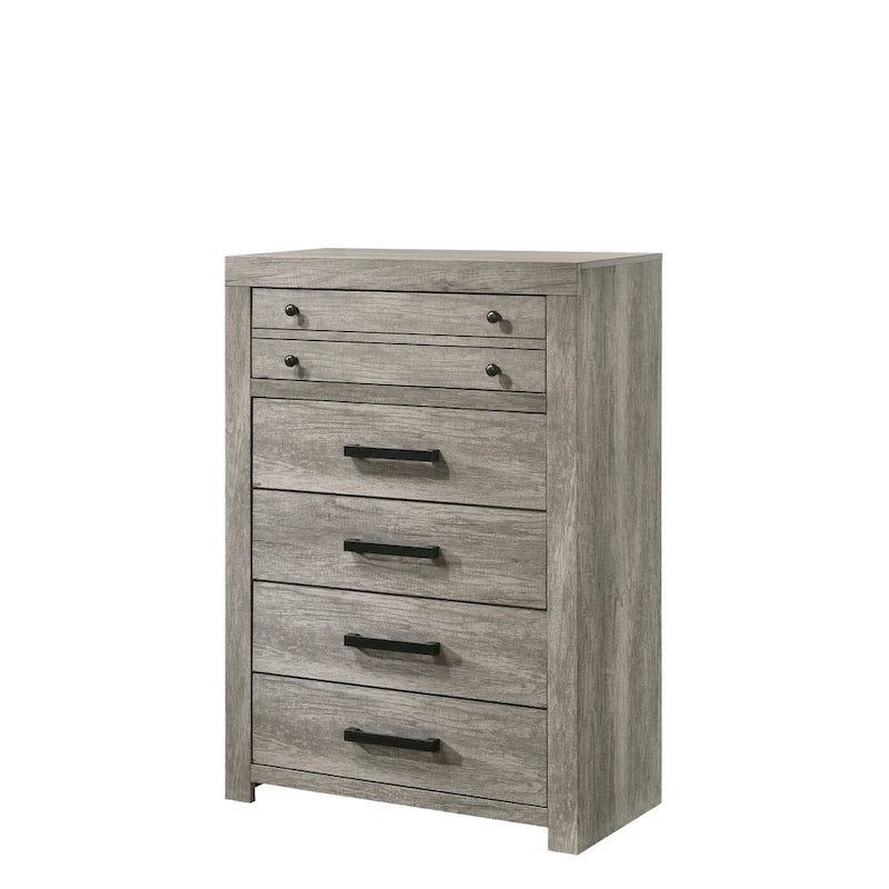 Ensemble de chambre à coucher Perrine gris à plateforme 6 pièces