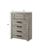 Ensemble de chambre à coucher Perrine gris à plateforme 6 pièces