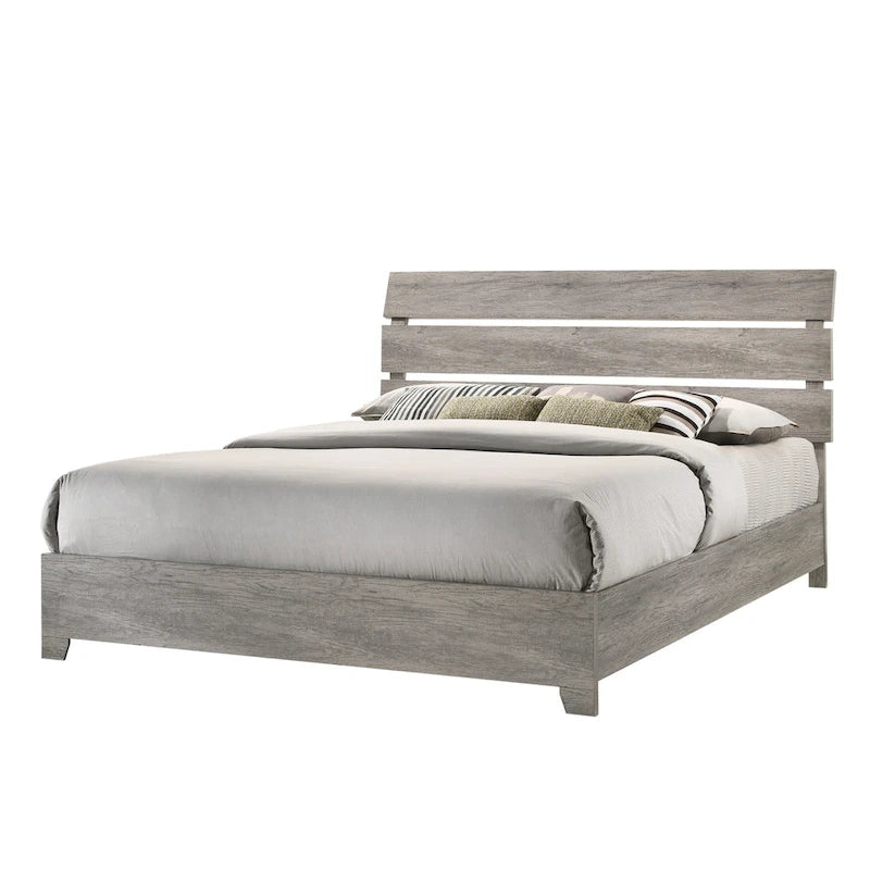 Ensemble de chambre à coucher Perrine gris à plateforme 6 pièces