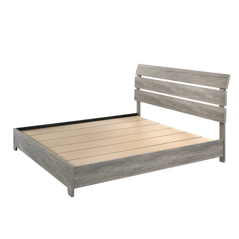 Ensemble de chambre à coucher Perrine gris à plateforme 6 pièces