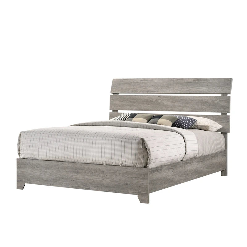 Ensemble de chambre à coucher Perrine gris à plateforme 6 pièces
