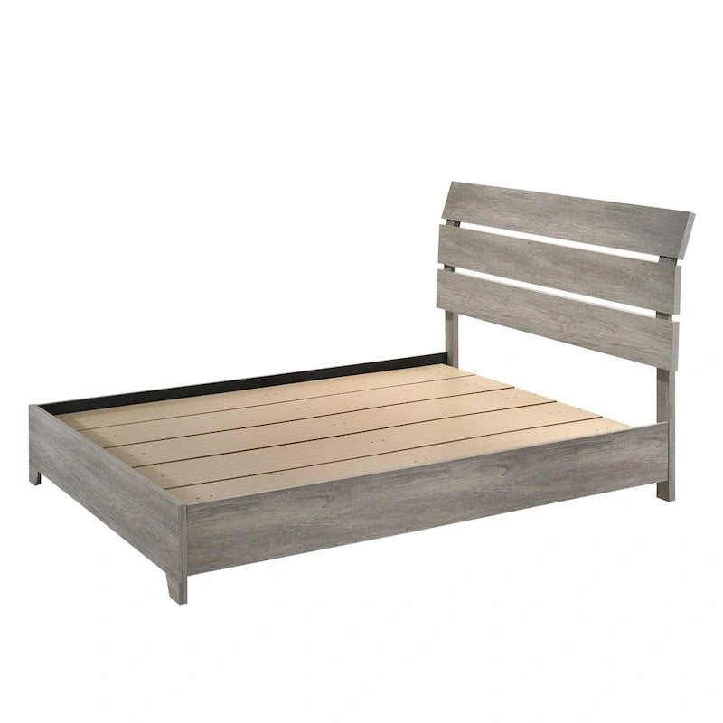 Ensemble de chambre à coucher Perrine gris à plateforme 6 pièces