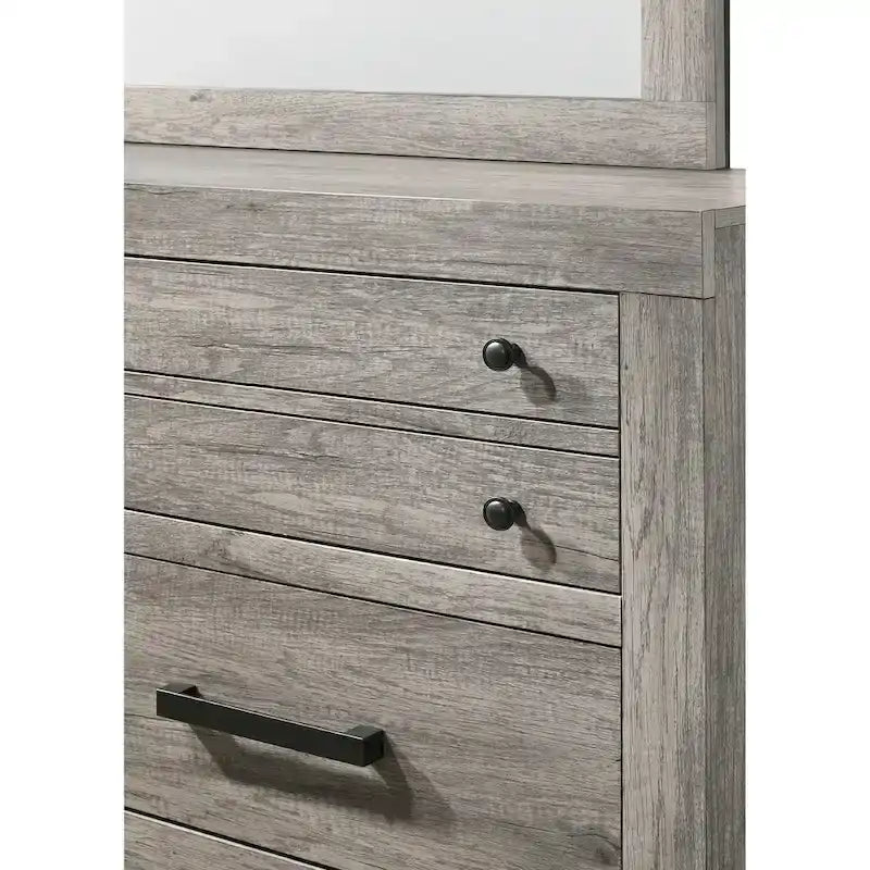 Ensemble de chambre à coucher Perrine gris à plateforme 6 pièces