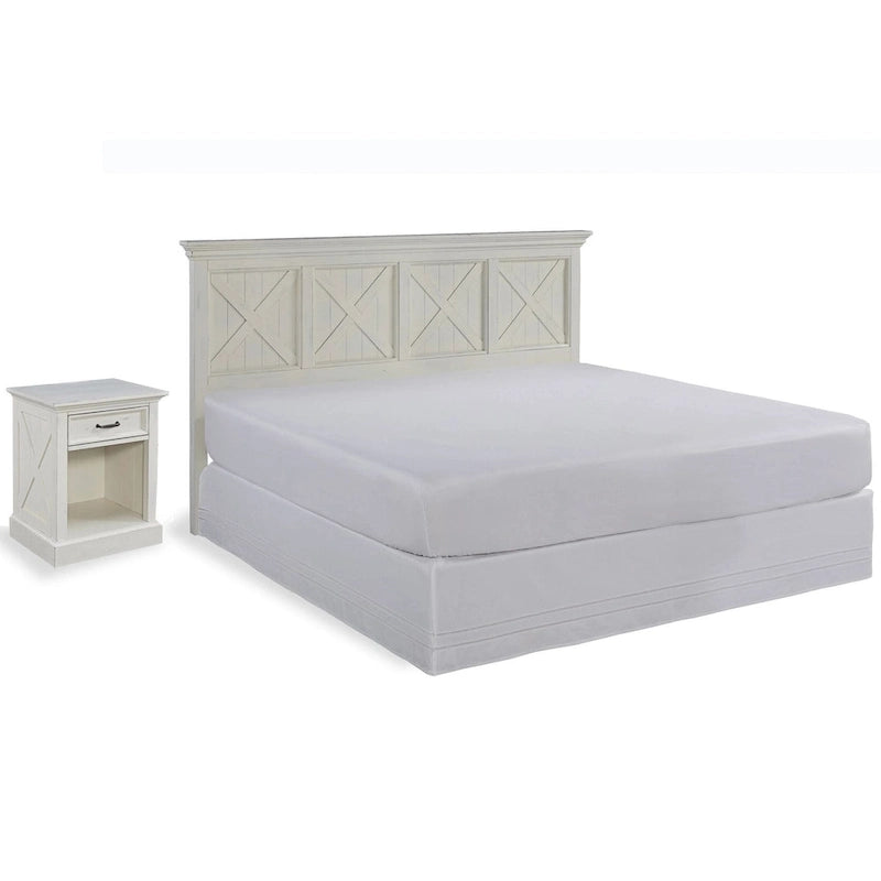 Ensemble tête de lit et table de chevet 2 pièces blanc cassé Seaside Lodge par homestyles