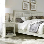 Ensemble tête de lit et table de chevet 2 pièces blanc cassé Seaside Lodge par homestyles