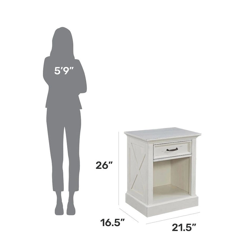 Ensemble tête de lit et table de chevet 2 pièces blanc cassé Seaside Lodge par homestyles