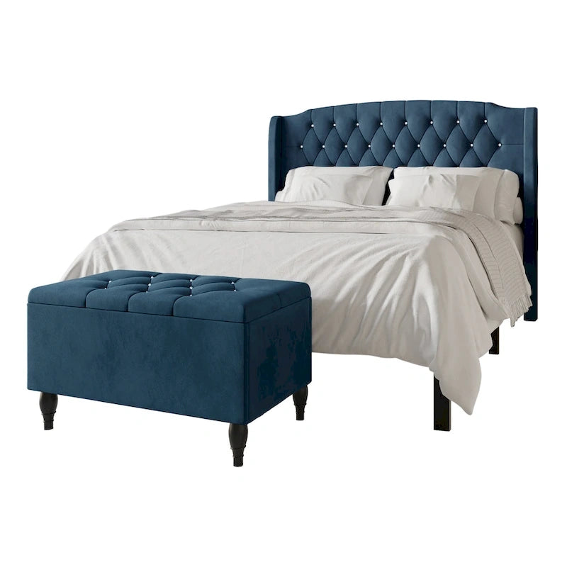 Ensemble de bancs de chambre CraftPorch 2 pièces, lit rembourré à oreilles en velours
