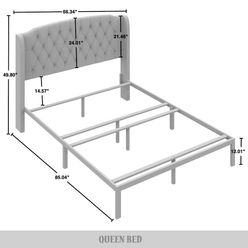 Ensemble de bancs de chambre CraftPorch 2 pièces, lit rembourré à oreilles en velours
