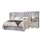 Ensemble de 3 tables de chevet CraftPorch pour chambre à coucher avec lit plateforme capitonné en velours luxueux