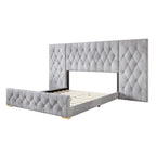 Ensemble de 3 tables de chevet CraftPorch pour chambre à coucher avec lit plateforme capitonné en velours luxueux