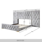 Ensemble de 3 tables de chevet CraftPorch pour chambre à coucher avec lit plateforme capitonné en velours luxueux