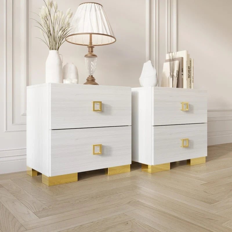 Ensemble de 3 tables de chevet CraftPorch pour chambre à coucher avec lit plateforme capitonné en velours luxueux