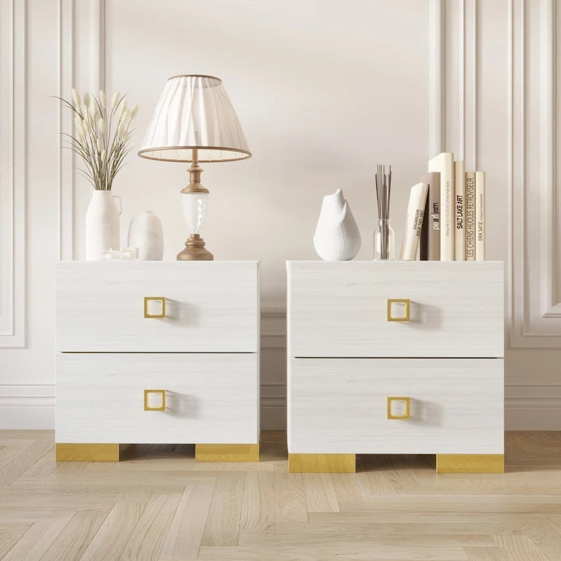 Ensemble de 3 tables de chevet CraftPorch pour chambre à coucher avec lit plateforme capitonné en velours luxueux
