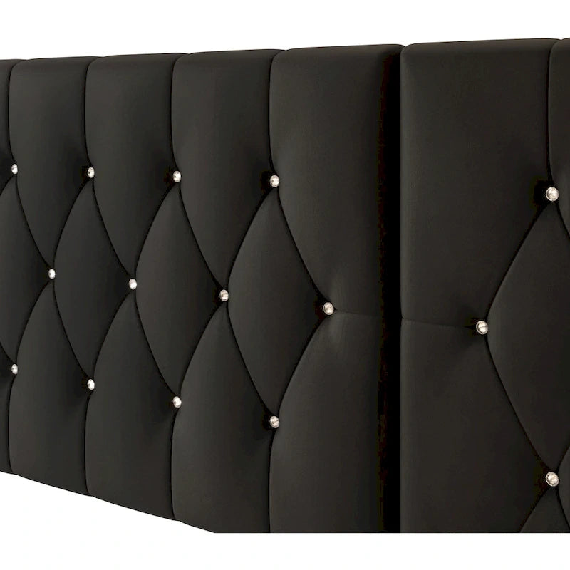 Ensemble de 3 tables de chevet CraftPorch pour chambre à coucher avec lit plateforme capitonné en velours luxueux