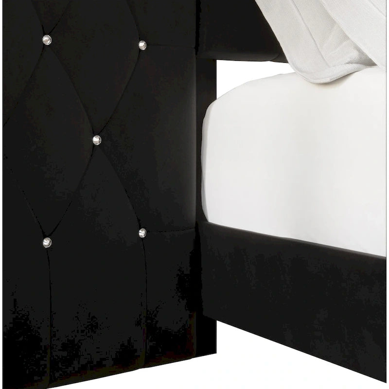 Ensemble de 3 tables de chevet CraftPorch pour chambre à coucher avec lit plateforme capitonné en velours luxueux
