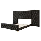 Ensemble de 3 tables de chevet CraftPorch pour chambre à coucher avec lit plateforme capitonné en velours luxueux