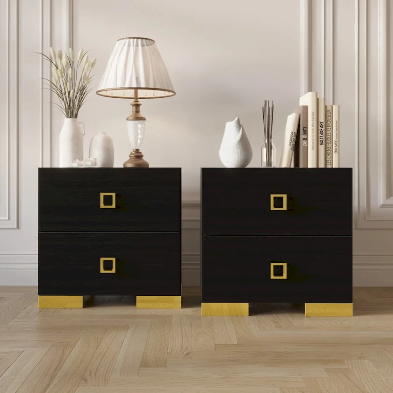 Ensemble de 3 tables de chevet CraftPorch pour chambre à coucher avec lit plateforme capitonné en velours luxueux