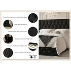 Ensemble de 3 tables de chevet CraftPorch pour chambre à coucher avec lit plateforme capitonné en velours luxueux