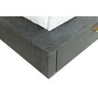 Lit plateforme contemporain Modrest Manchester gris foncé avec deux tables de chevet