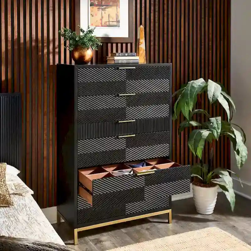 Ensemble de chambre à coucher Elea à chevrons sculptés par iNSPIRE Q Bold