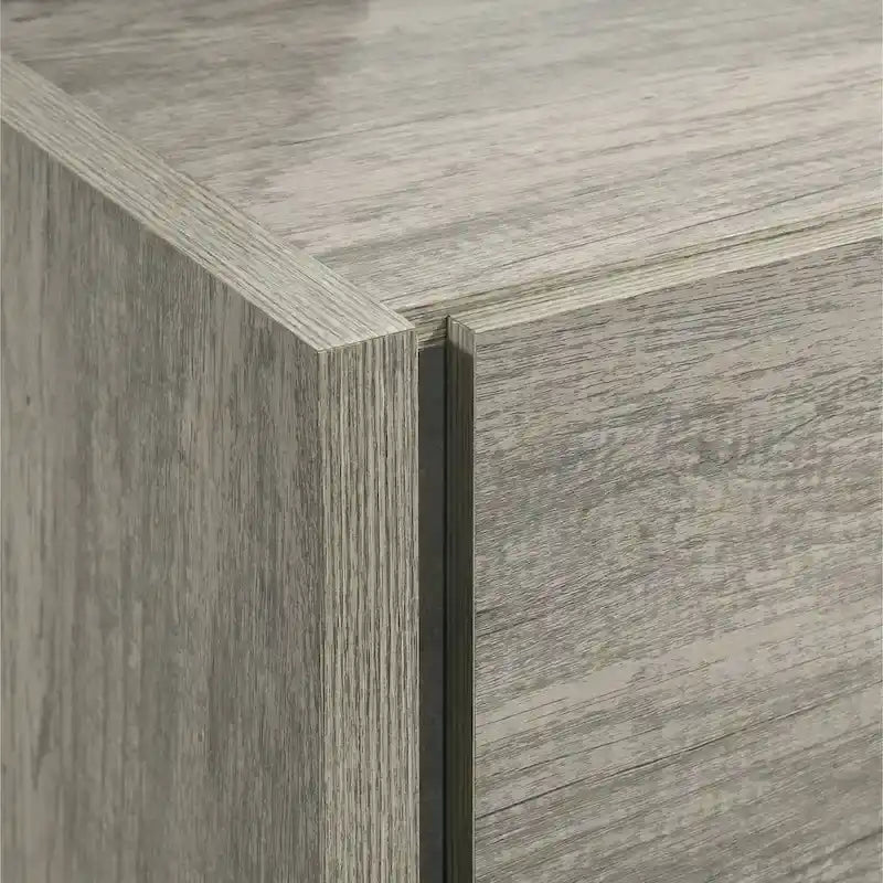 Lit mural LED Lenca de Roundhill Furniture avec tables de chevet, commode et miroir - Gris vieilli