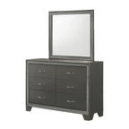 Ensemble de chambre à coucher Hoyt 5 pièces en similicuir gris foncé avec panneaux capitonnés