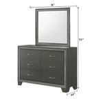 Ensemble de chambre à coucher Hoyt 5 pièces en similicuir gris foncé avec panneaux capitonnés