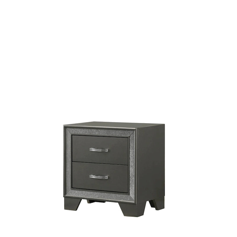Ensemble de chambre à coucher Hoyt 5 pièces en similicuir gris foncé avec panneaux capitonnés